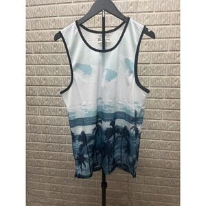 No Boundaries Mens Mesh Tank Top Palms Tropical Island Blue White Small NB261001